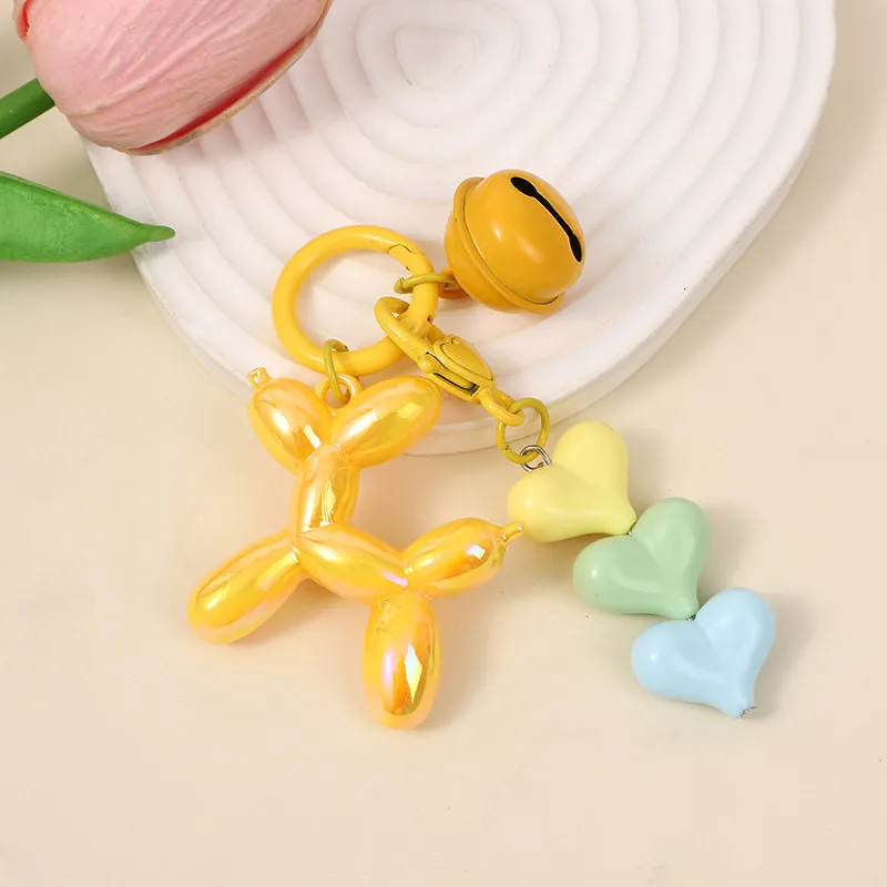 Balloon Dog Car Keychain Heart Charm Bag Accessory Gift