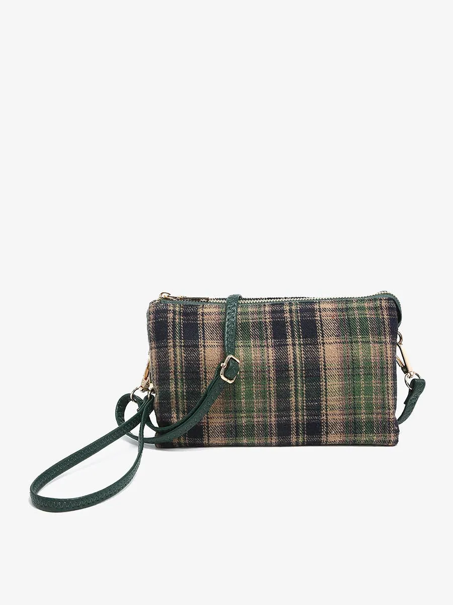 Plaid Multi Compartment Crossbody Wristlet