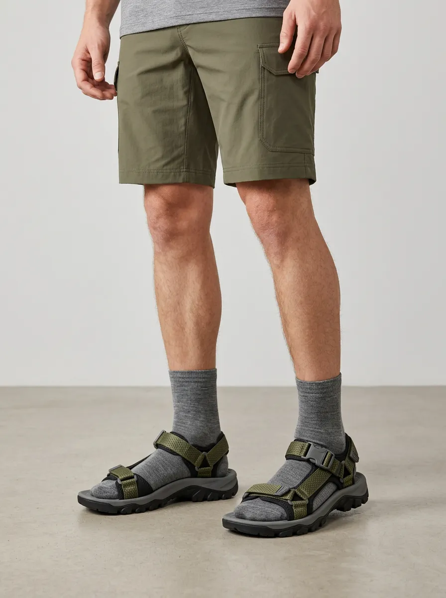 Men's Outdoor Hiking Olive Green Strappy Printed Sandals