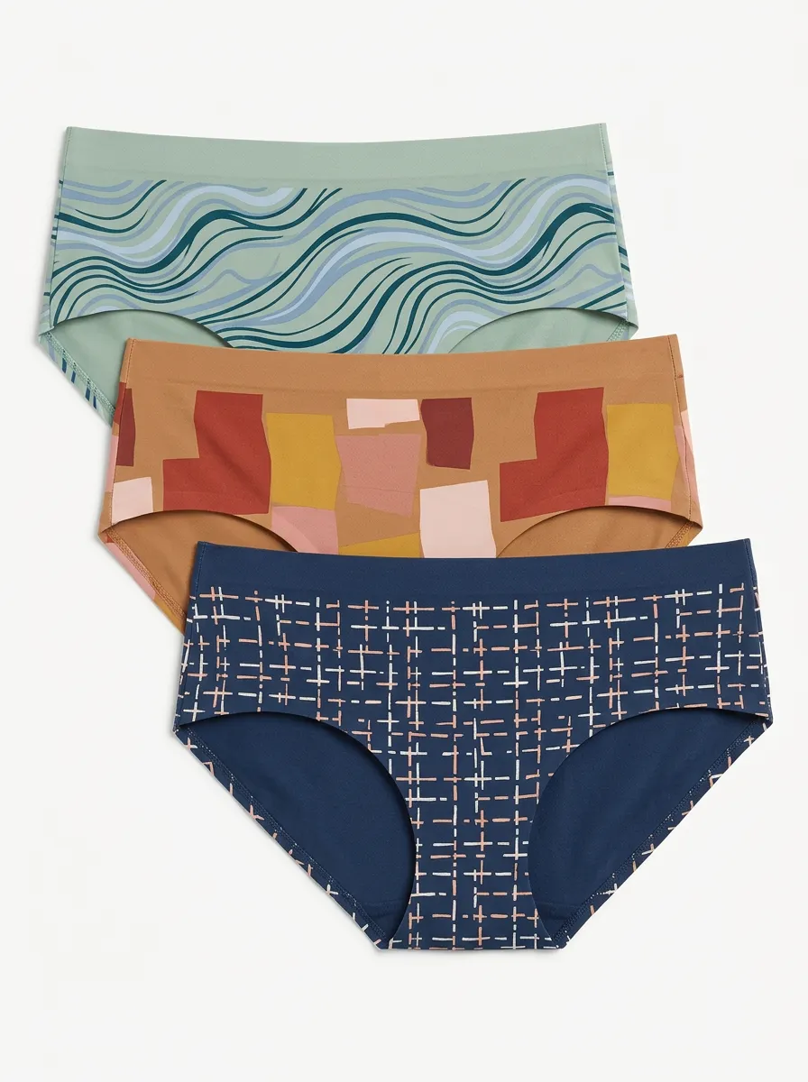 Mid Rise Grid Classic Printed Briefs Three Pack