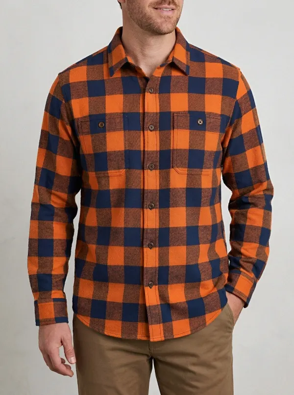 Men's Buffalo-Plaid Plaid Printed Flannel Shirt