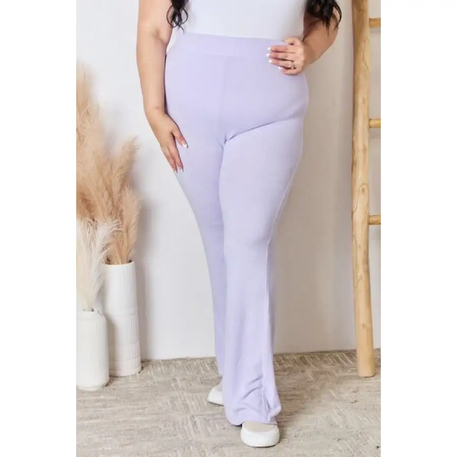 Full Size High Waist Ultra Soft Knit Flare Pants