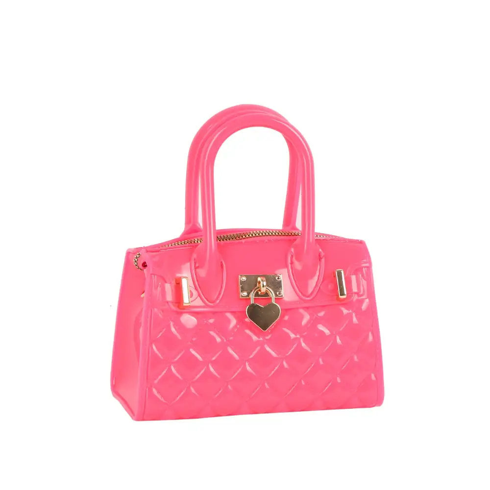 Quilted Heart Motif Satchel Shoulder Bag
