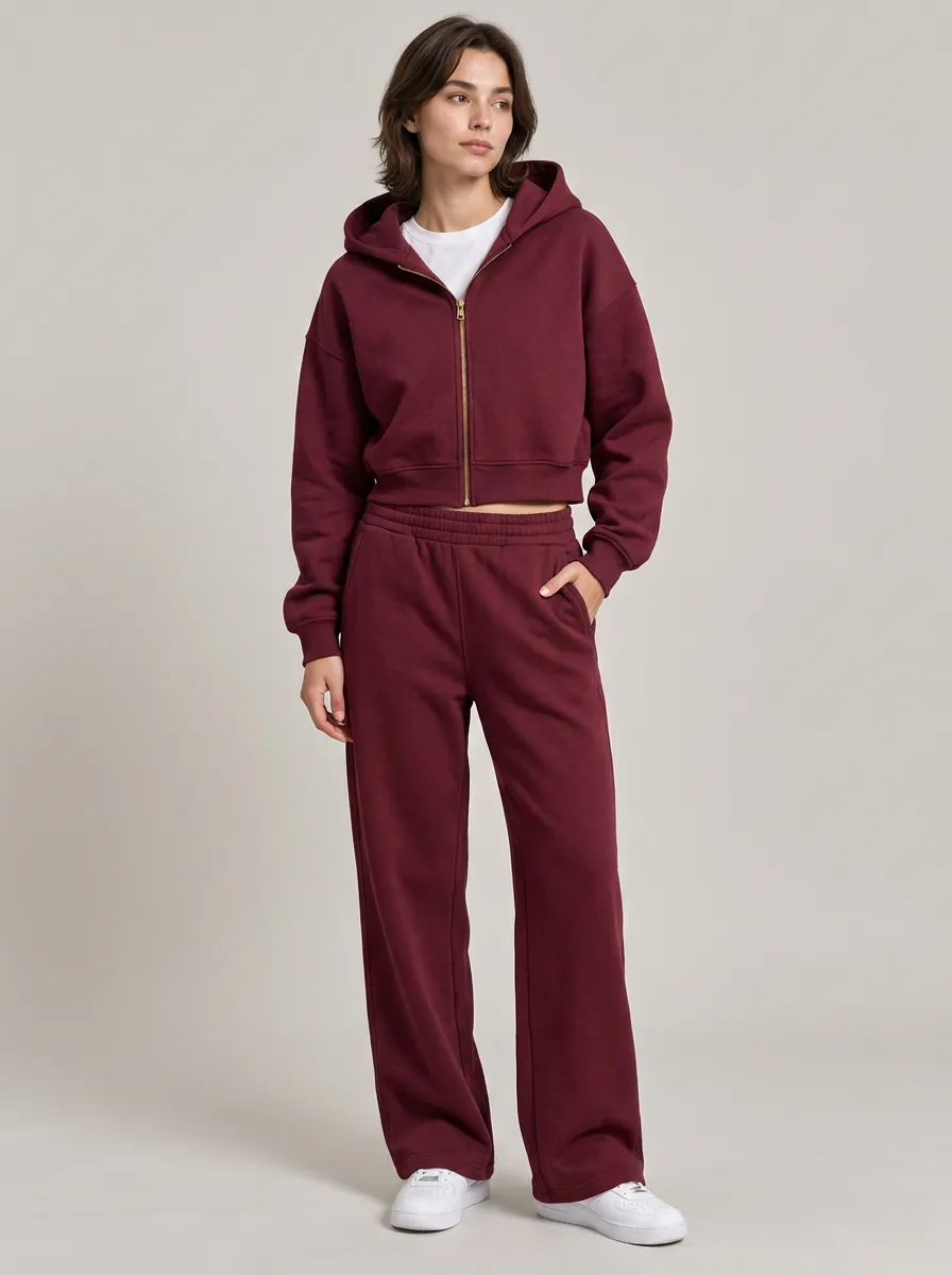 Unisex Zip-Up Hoodie Casual Athletic Sport Set
