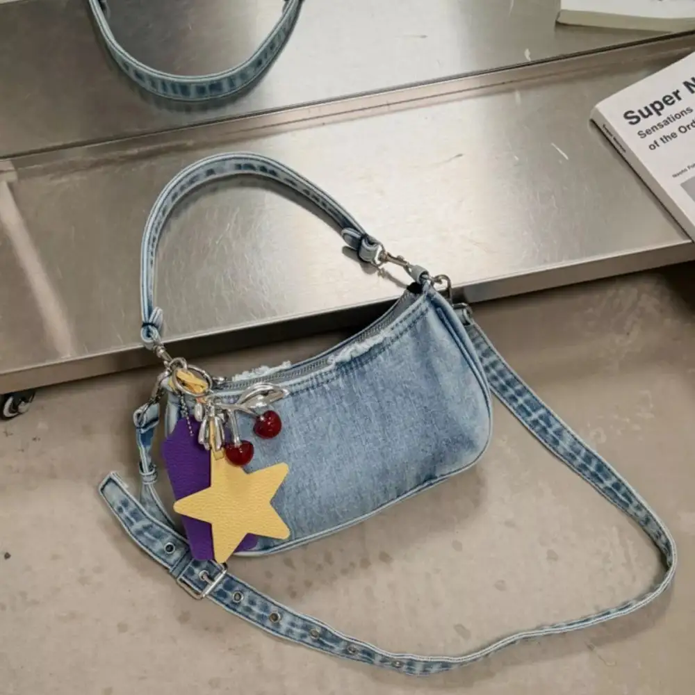 Women's Star Charm Denim Shoulder Bag