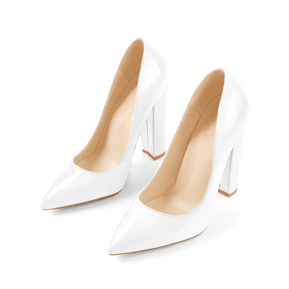 Modern Pointed Toe Chunky Heel Pumps
