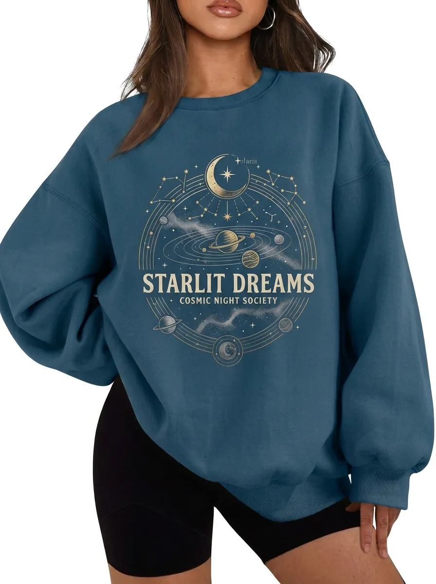 Women's Starlit Dreams Cosmic Night Society Printed T-shirt