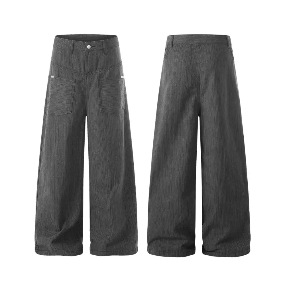 Wide Leg Utility Striped Men's Trousers