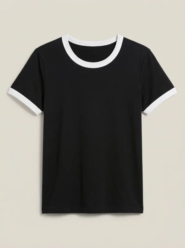 Women's Regular-Fit Crewneck Ringer T-Shirt