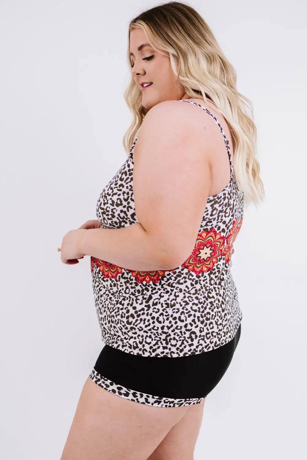 Swimwear Leopard Tribal Print Plus Size Tankini Set