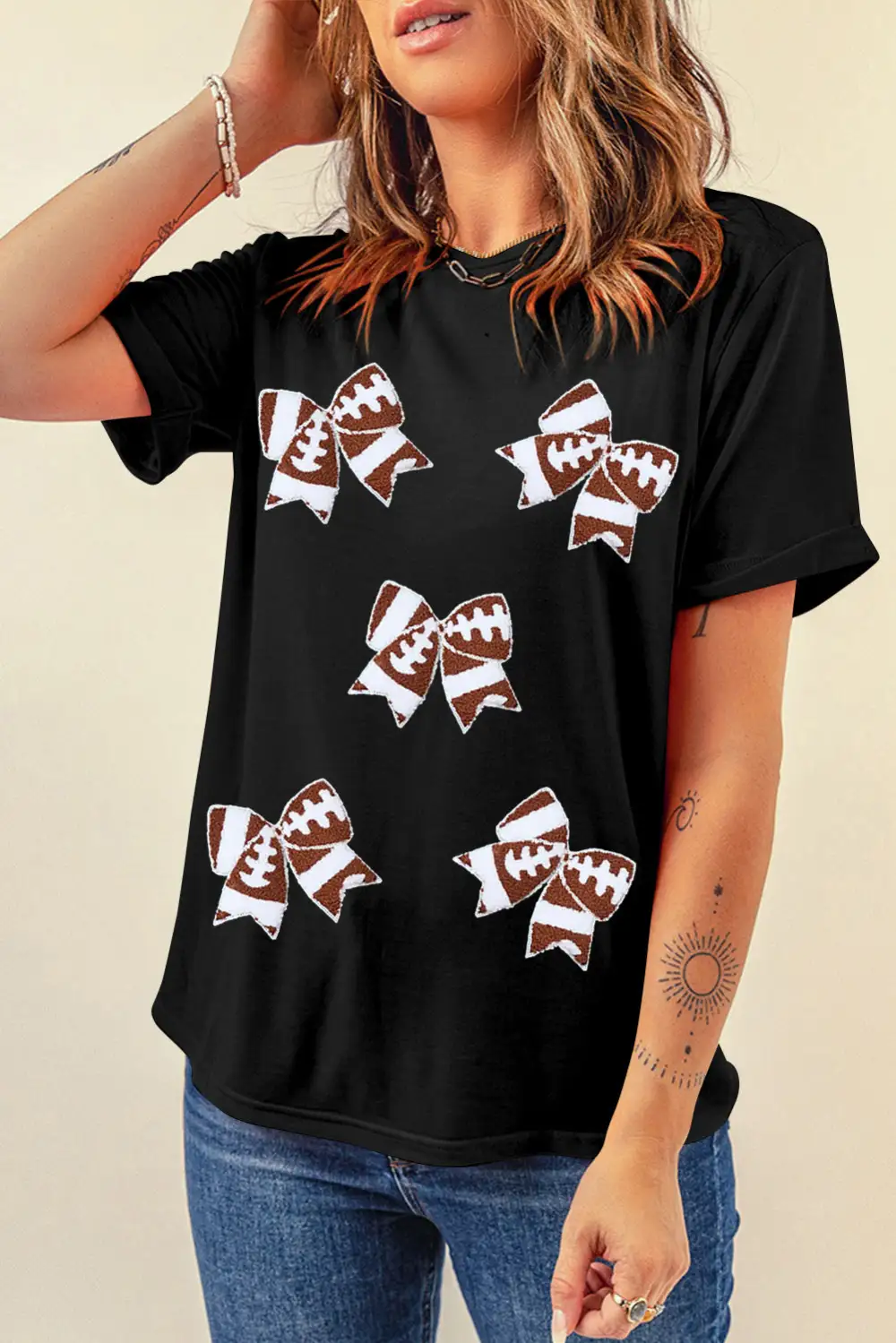 Black Rugby Football Bowknot Pattern