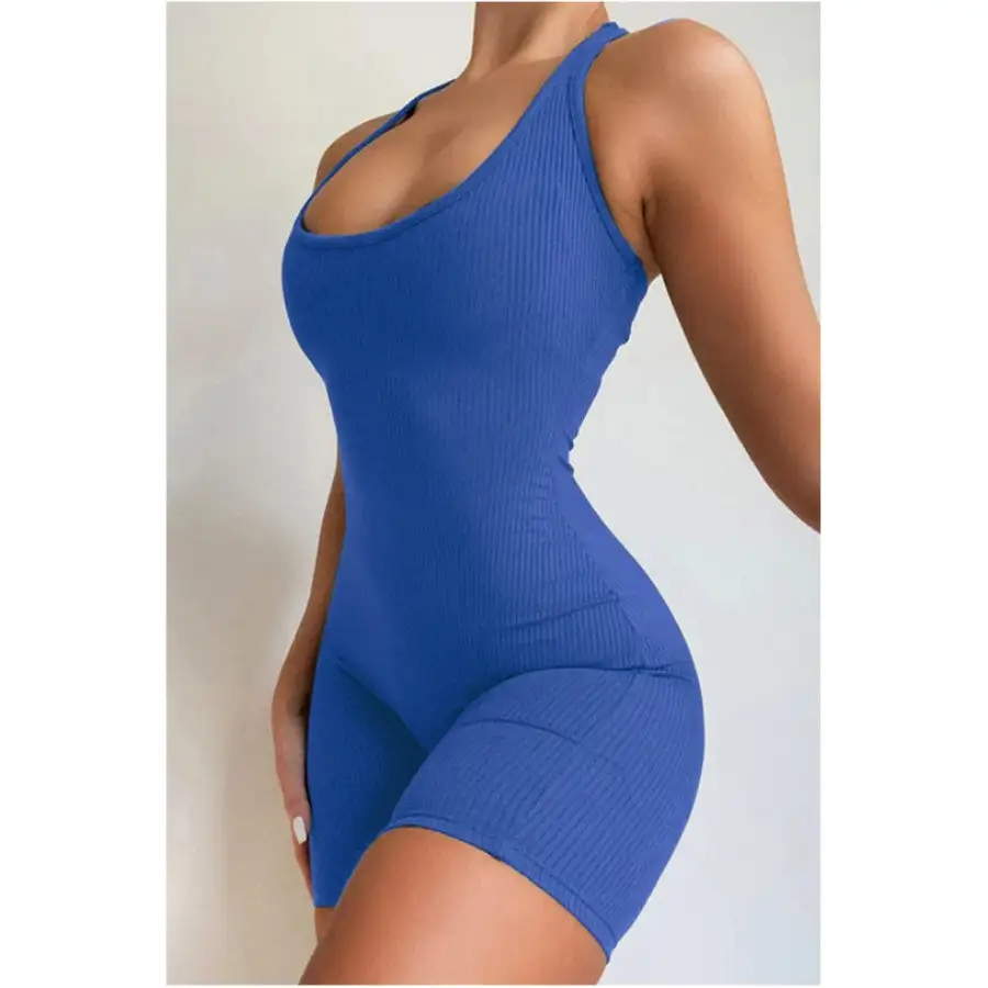 Backless Catsuit Ribbed Romper