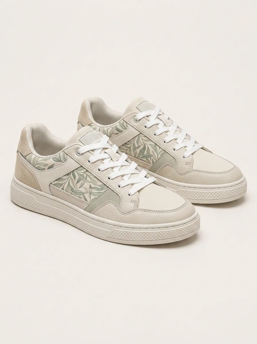 Men's Weekend Botanical Leaf Pattern Printed Casual Sneakers