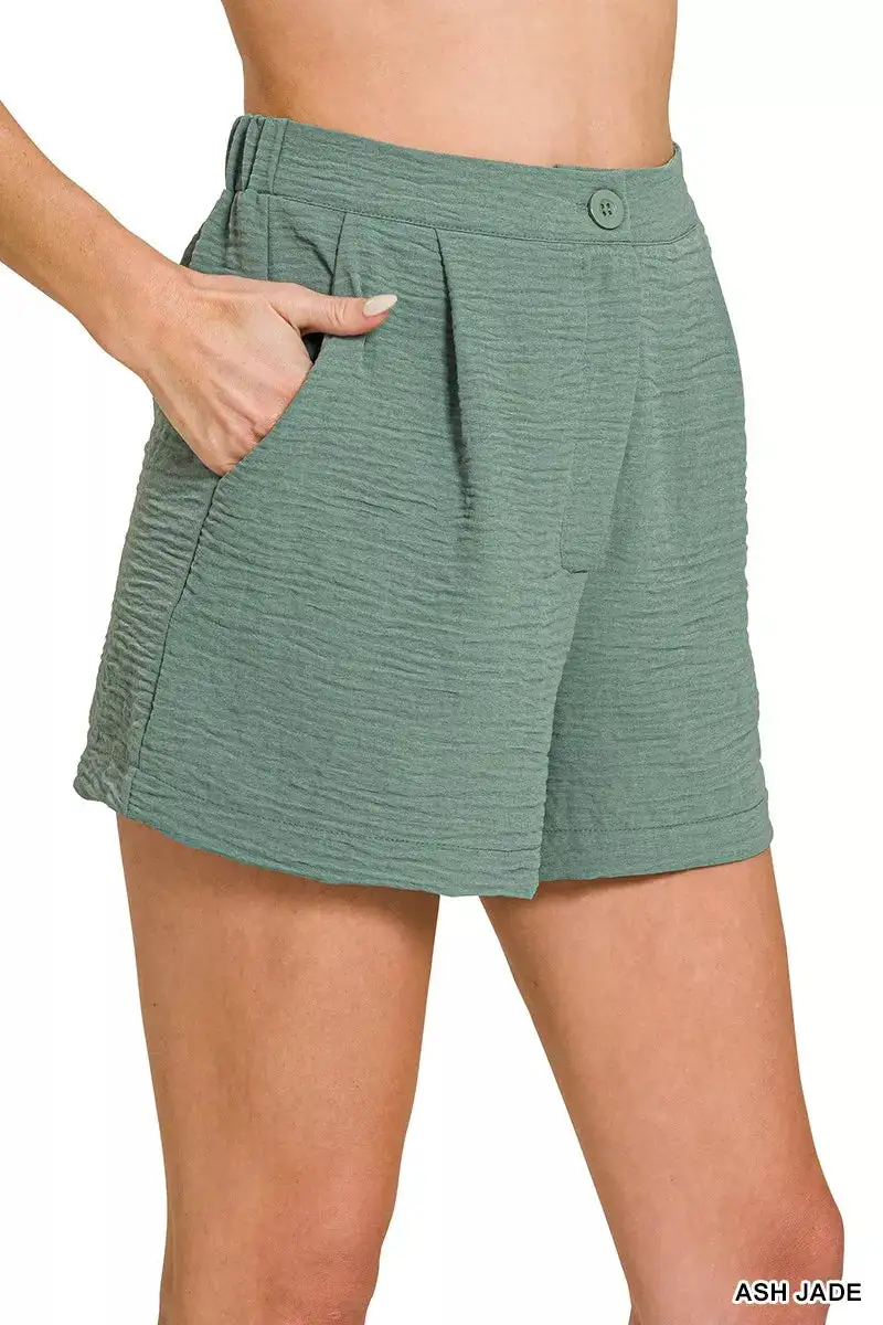 Tailored Elastic Waist Shorts