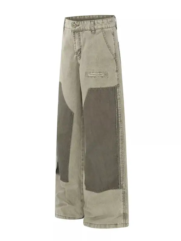 Men's Patchwork Wide Leg Cargo Pants