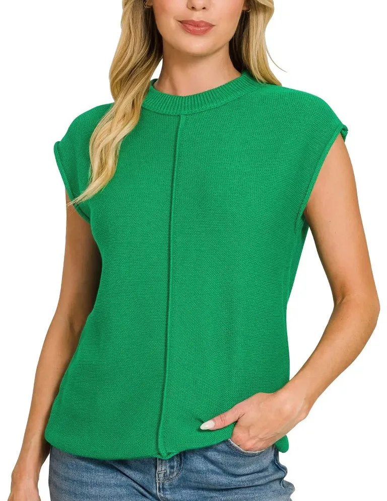 Center Seam Sleeveless Sweater