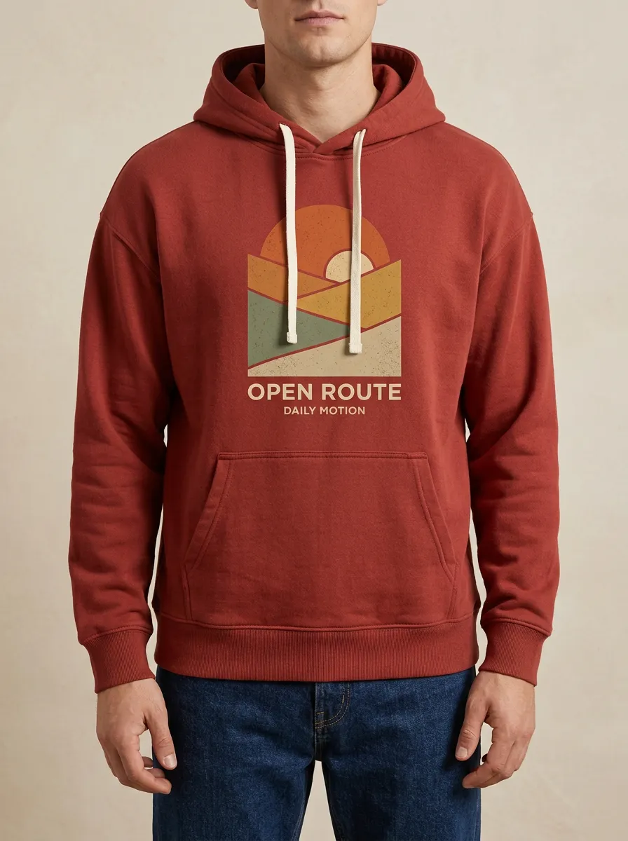 Men's Open Route Sunset Landscape Print Hoodie