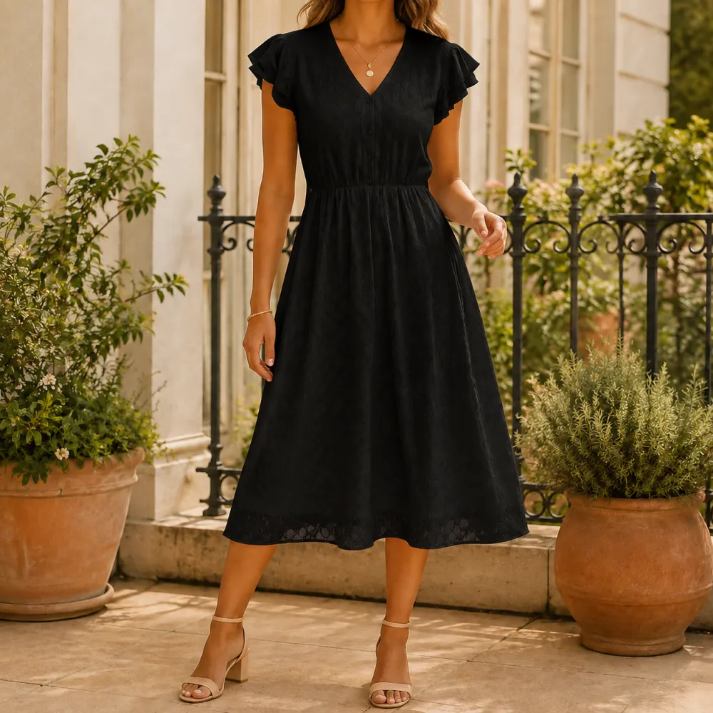 Flutter Sleeve Soft Casual Dress