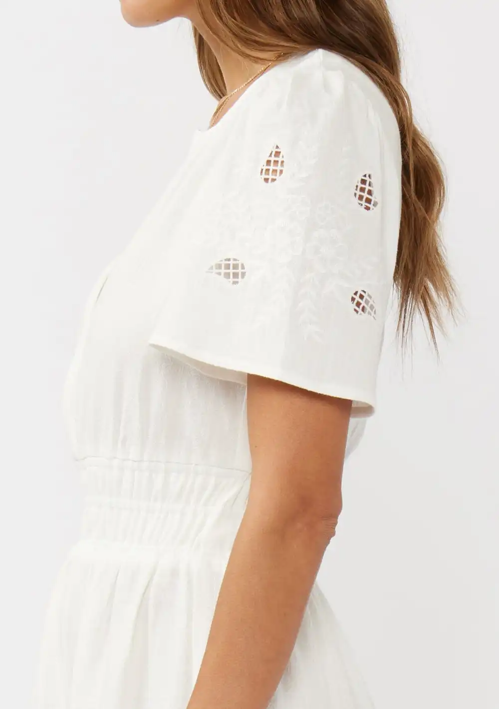 Notched Short Sleeve Mini Dress