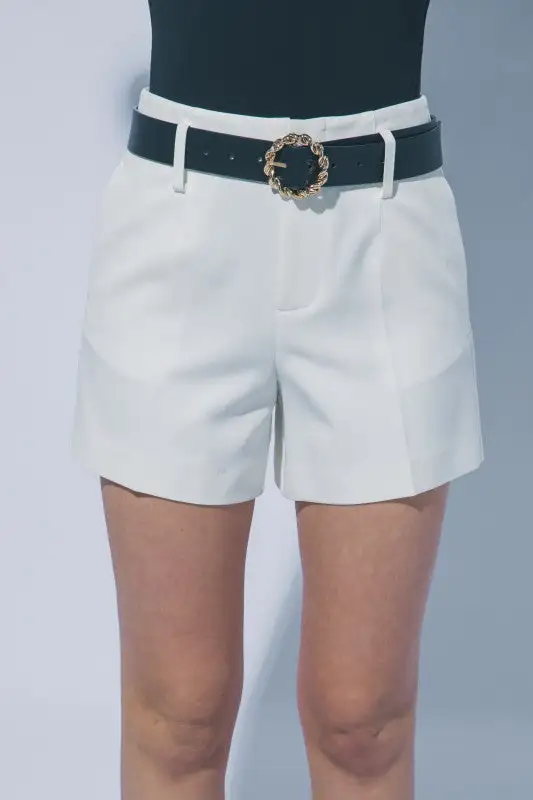 High Rise Belted Casual Shorts