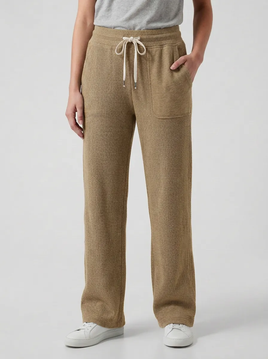 Women's Casual Waffle Knit Drawstring Lounge Pants