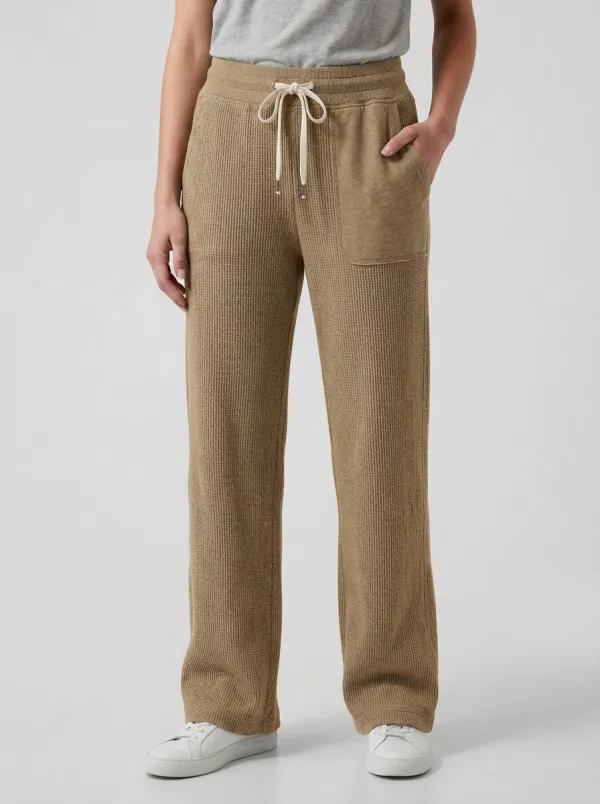 Women's Casual Waffle Knit Drawstring Lounge Pants