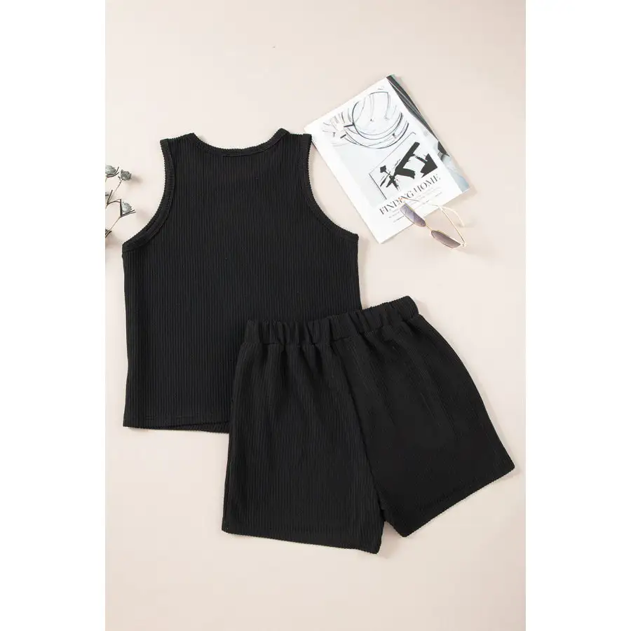 Relaxed Round Neck Sleeveless Top and Shorts Set