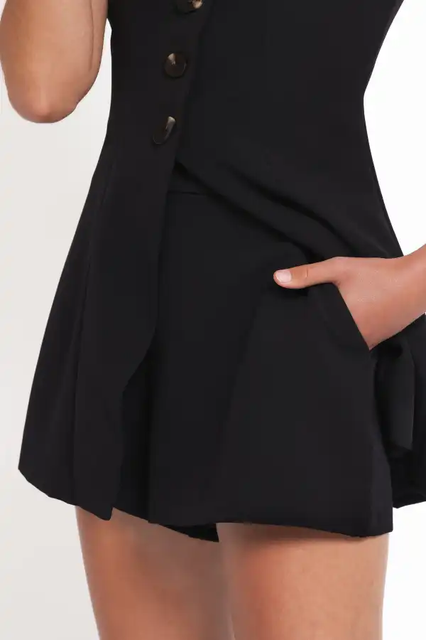 High Waist Pocket Suit Casual Shorts