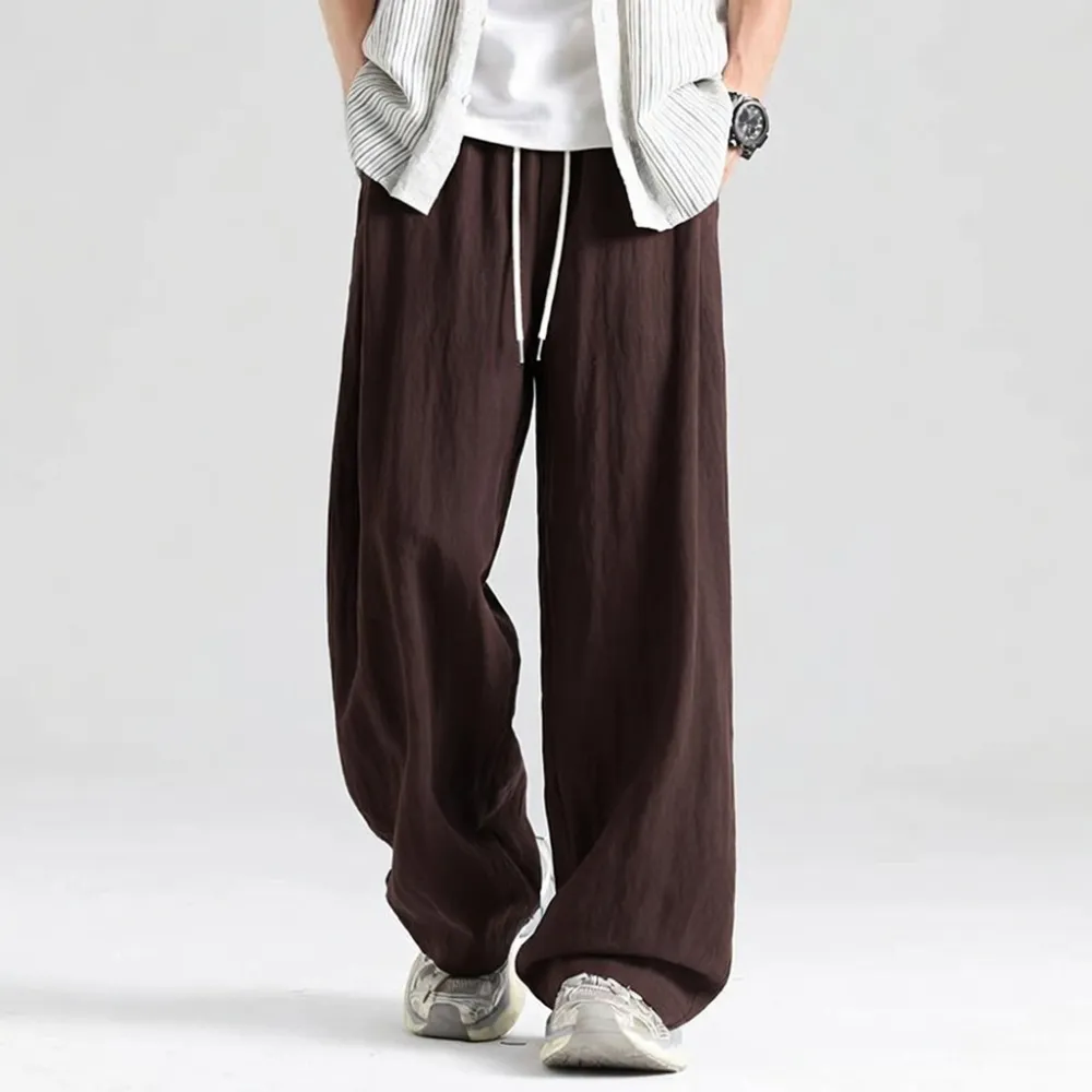 Men's Lightweight Tencel-Linen Summer Casual Trousers – Wide-Leg Straight-Cut Loose-Fit 