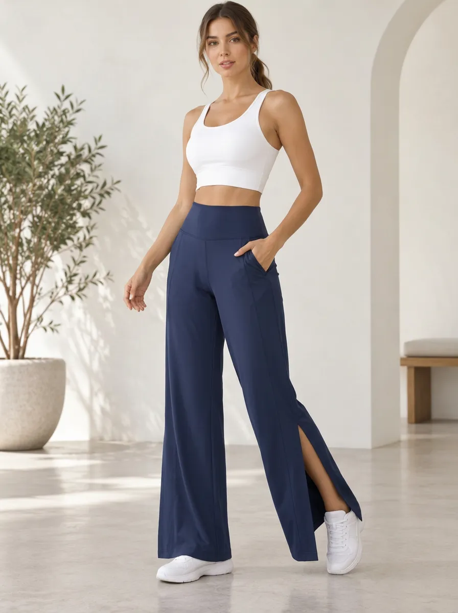 Women's Active Balance Wide Leg Slit Training Pants