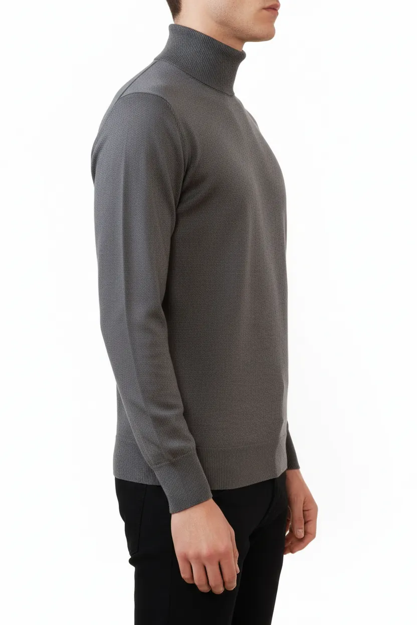 Structured Slim Fit Viscose Turtleneck Sweater