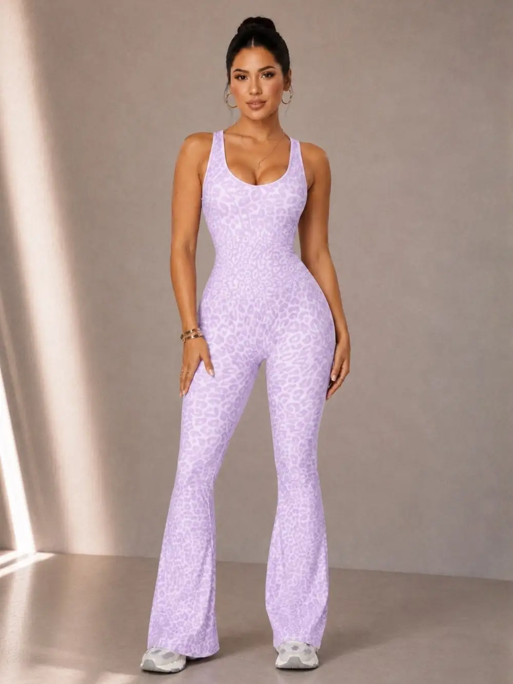 Recovery Active Flare Leopard Print Jumpsuit