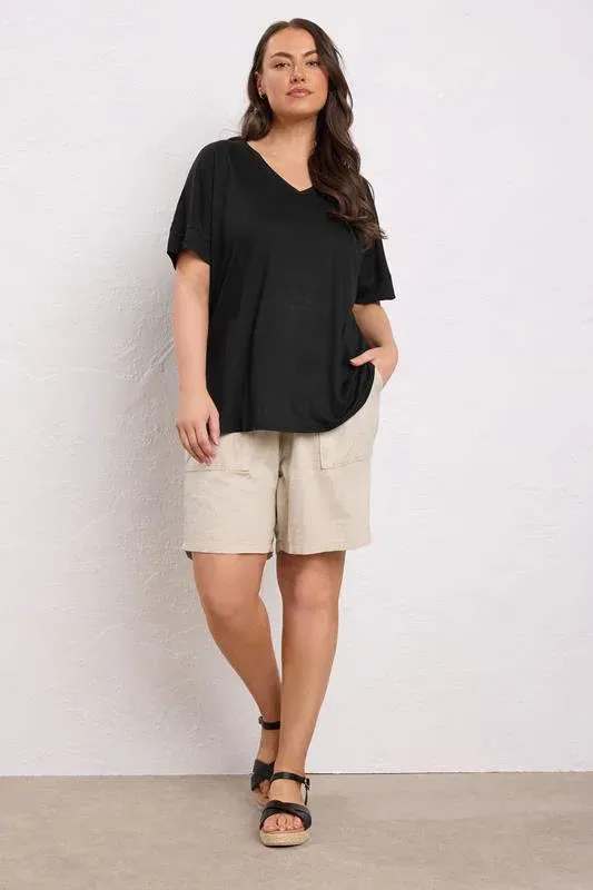 ESSENTIAL 2 PACK Curve Black V-Neck Modal Rich T-Shirts