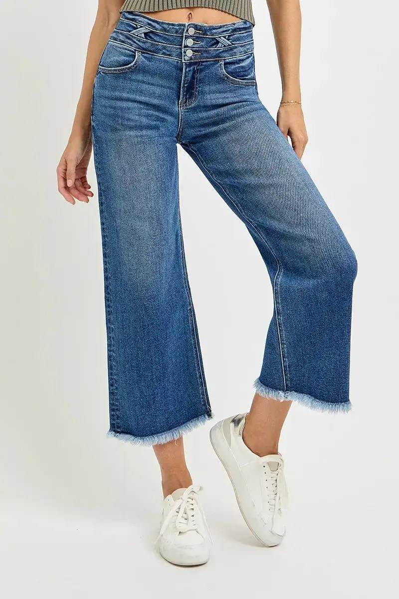Barrel Leg Elastic Waist Denim Jeans