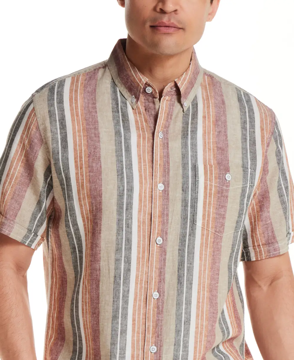 Men's Relaxed Regular Fit Striped Linen Shirt
