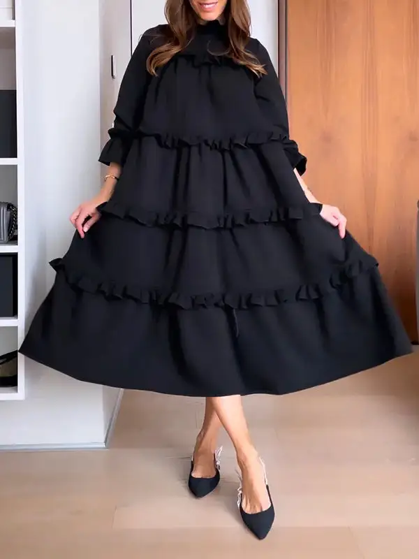 Ruffled Neck Maxi Dress