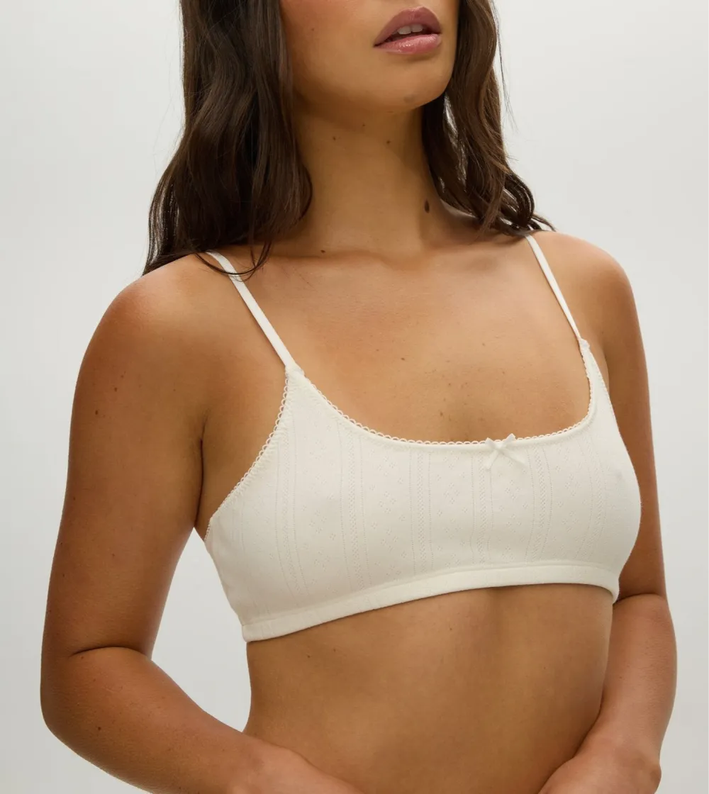 Soft Pointelle Scoop Neck Bralette