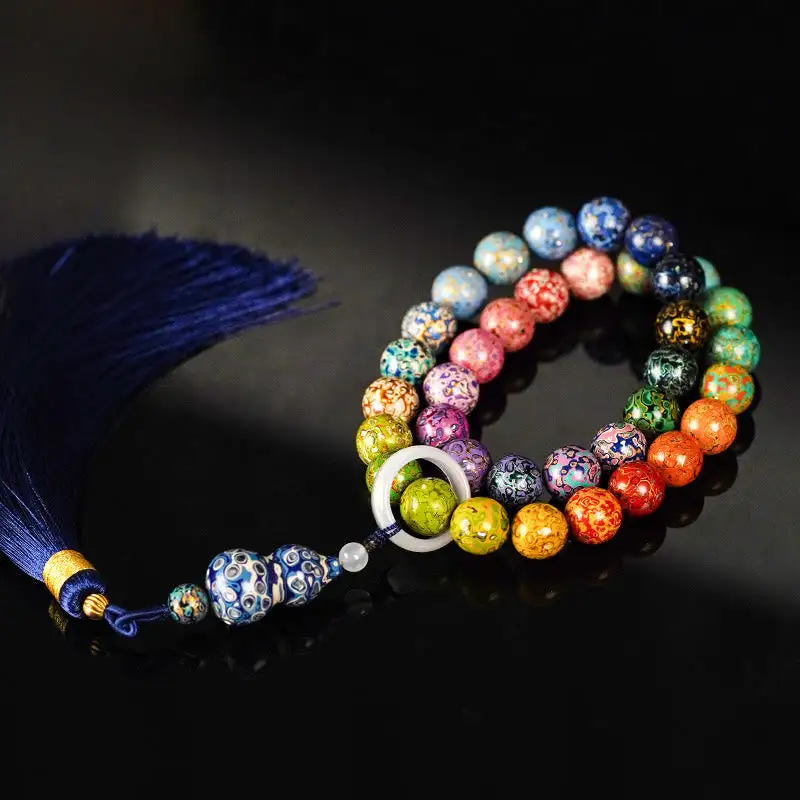 Ebony Lacquer Craft Gourd Bead Tassel Bracelet