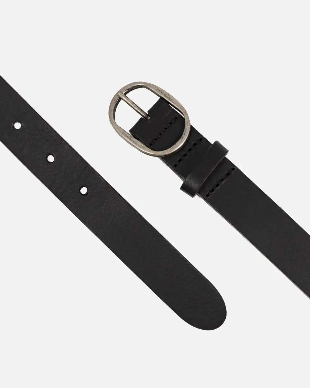 Classic Oval Buckle Leather Waist Belt