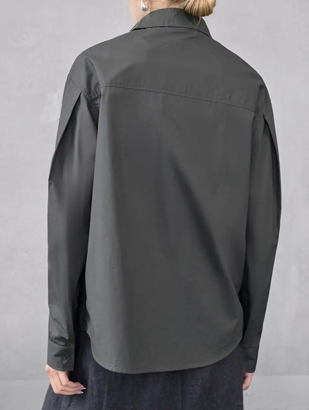 Cotton Lapel Long Sleeve Minimalist Top