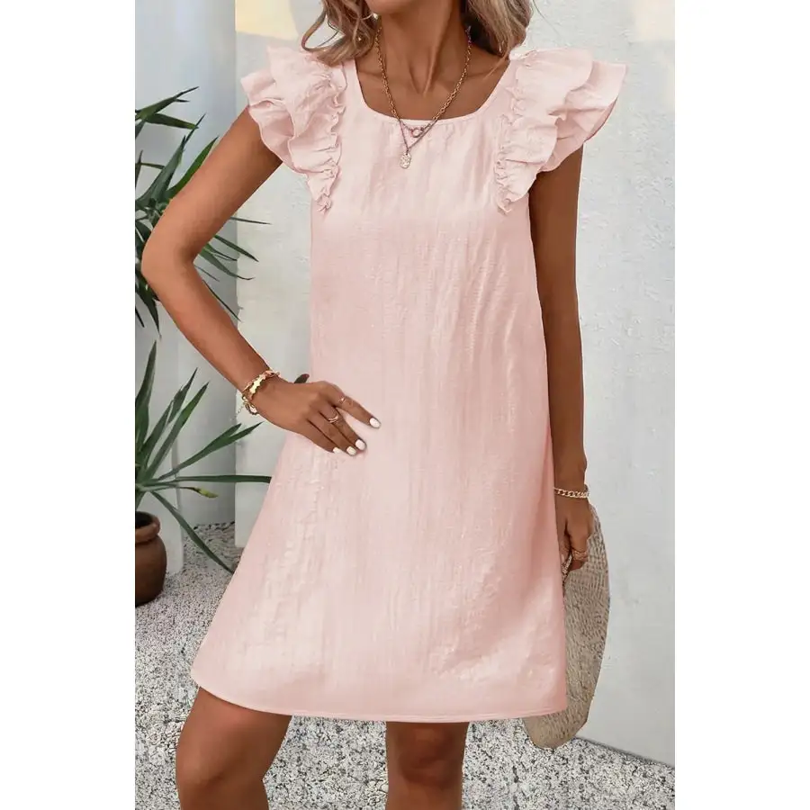 Ruffle Sleeve Bow Back Mini Dress