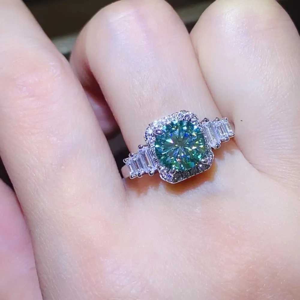 Statement Platinum-Plated Moissanite Ring