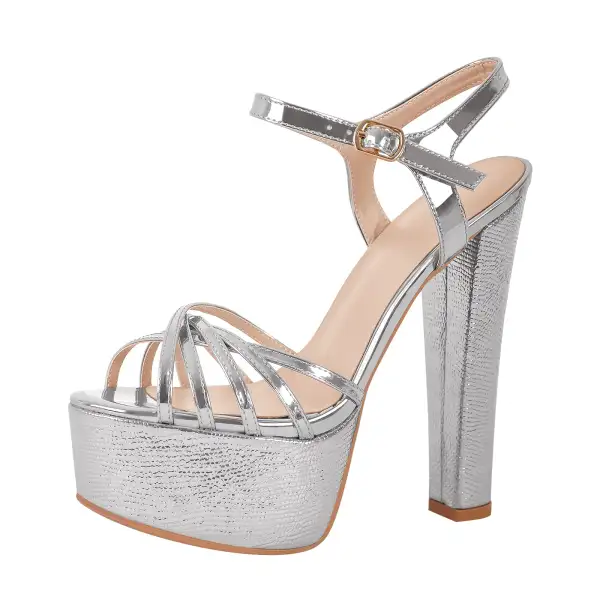 Buckle Strap Platform Chunky High Heel Sandals