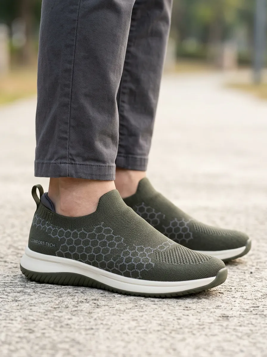 Outdoor-Inspired Stretch Graphic Shape Men's Stretch Canvas Shoes