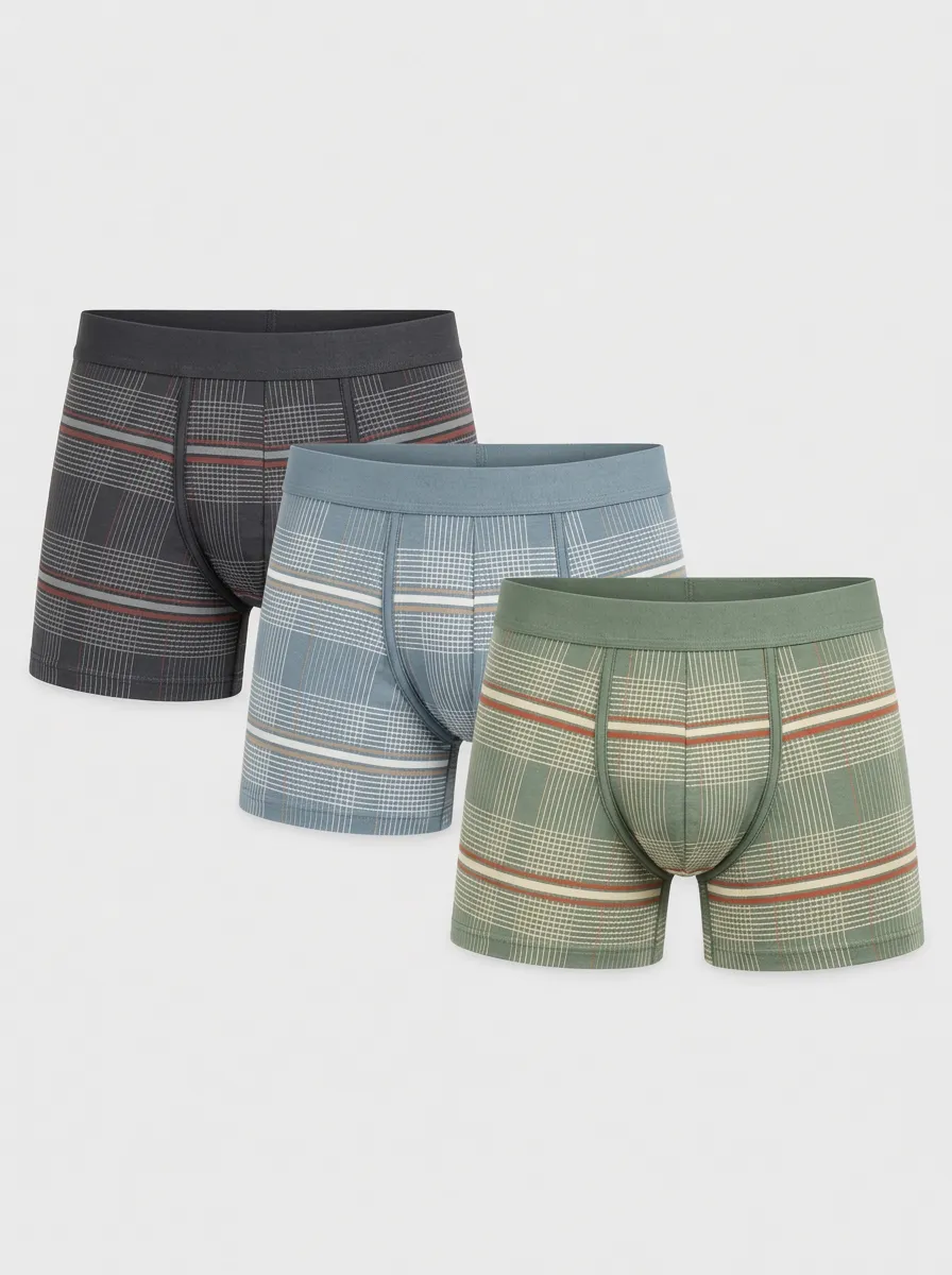 Men's Charcoal Plaid Boxer Briefs 3-Pack