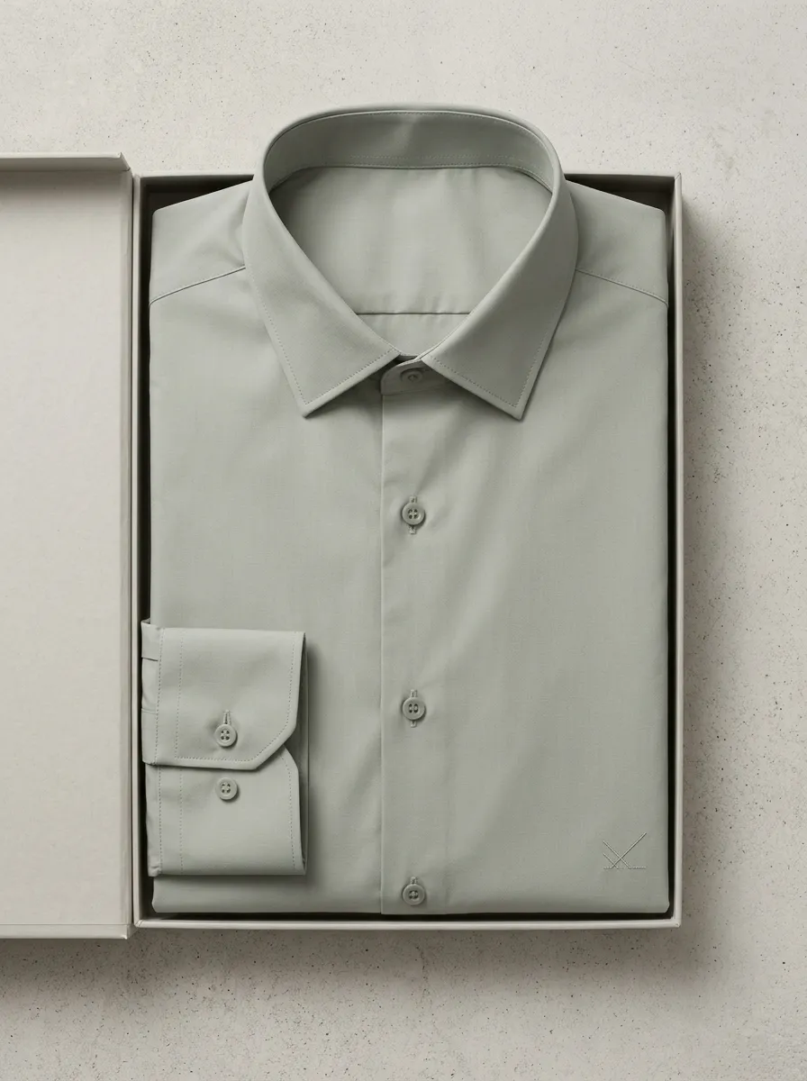 Men's Non-Iron Cotton Minimalist Logo Embroidered Dress Shirt