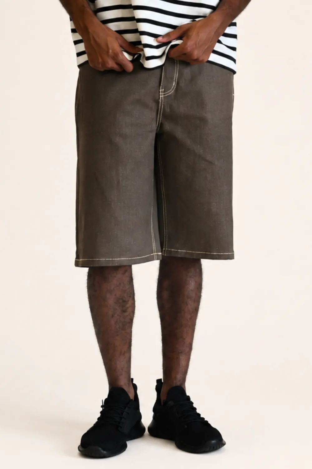 Men's Baggy Fit Raw Denim Shorts
