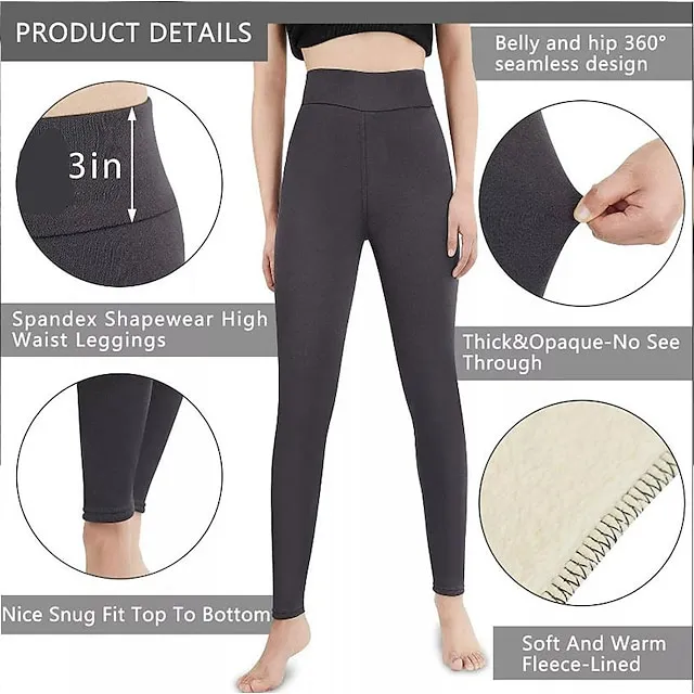 3Pack Women's Fleece Pants Tights Leggings Fleece lined  High Waist Tights Casual / Sporty Athleisure Weekend Yoga Micro-elastic Ankle-Length Tummy Control