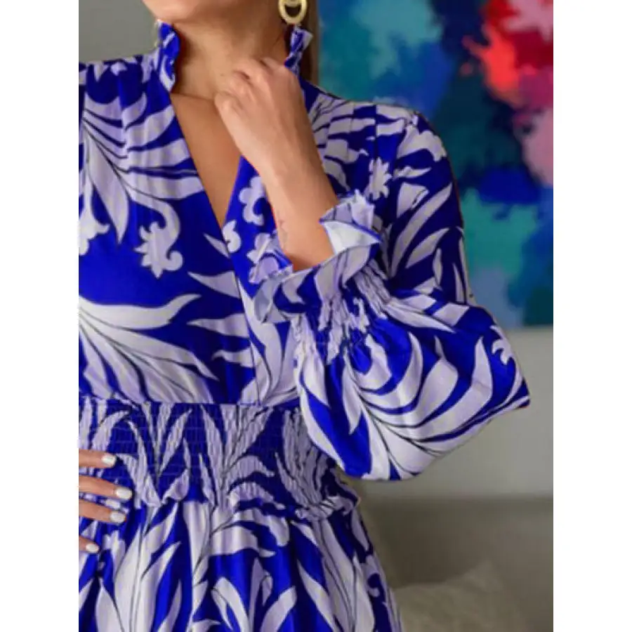 Printed Flounce Sleeve Maxi Dress