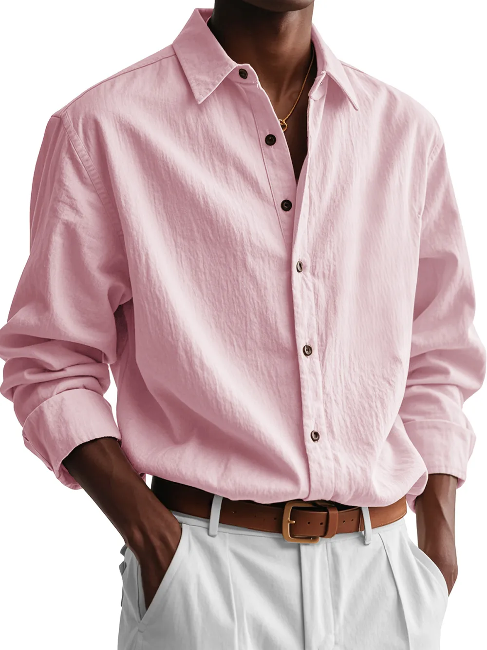 Garment Washed Pleated Front Shirt